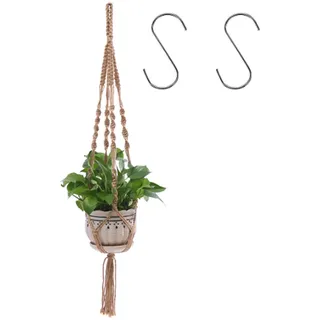 GIEEU Pflanzenstützen Makramee Pflanzenstützen Hängepflanzenhalter Boho Stil Hängekorb 100% Natur Jute Hängekorb mit Baumwollseil Strapazierfähig Indoor Outdoor Deckenpflanzenhalter für