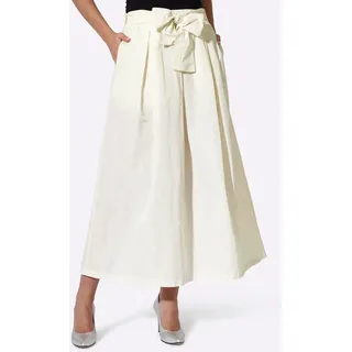 A-Linien-Rock HEINE, Damen, Gr. 42, weiß (ecru), 100% Polyester, unifarben, lang, Röcke A-Linien-Rock