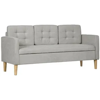 Homcom 3-Sitzer-Sofa, Dreier Couch mit Stauraum, Armlehne, Polstersofa mit Samtoptik für Wohnzimmer, Schlafzimmer, 166,5 x 62 x 82 cm, Hellgrau