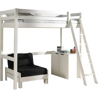 Vipack Hochbett Made in Europe 90 x 200 cm Kiefer massiv schwarz-weiß