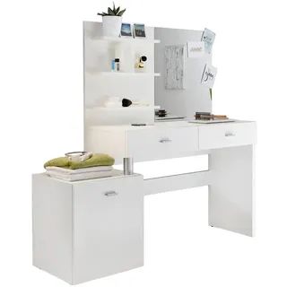 Mid.you Schminktisch , Weiß , Glas, Holzwerkstoff , 2 Schublade(n) Schubladen , rechteckig , Wange , 132x145x43 cm , Schlafzimmer, Schminktische