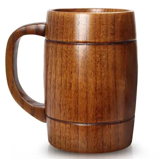Holz Bierkrug 0,5 Liter Maßkrug Große Tasse 500 ml Jumbo Kaffeetassen Biergeschenke für Männer Freund Mann Papa Bruder Geburtstag Geschenk Bierkrüge Maßkrügen Bierseidel Teetasse Wikingerbecher