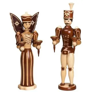 Weihnachtsfiguren Engel und Bergmann braun groß h= 43cm NEU Weihnachten