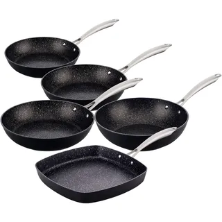 San Ignacio 20, 24 und 28 cm, Vita Pfannenset 20/24/28 + Grill Wok 28 cm, geschmiedetes Aluminium, Induktion, mehrfarbig