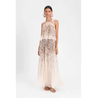 Twinset für Damen. 261TT2560 Langes Kleid Abito mehrfarbig (42), Lässig, Viskose, Blumen, Ärmellos / Hosenträger