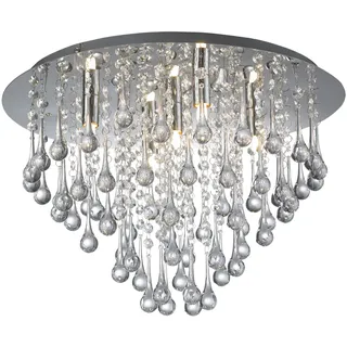 Mextronic Kunst-Deckenlampe/außergewöhnlicher Kronleuchter (Glas/Kristall) Ø46cm, klar mit Besätzen