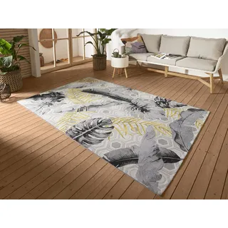 Hanse Home Gold Leaves In- & Outdoor Teppich – Flachgewebe Geometrisches Muster, Tropical Jungel Floral Palmen Design, ÖKO-TEX Wetterfest & UV-beständig für Balkon, Terrasse, Garten - Bunt, 200x285cm