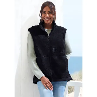 Fleeceweste ELBSAND, Damen, Gr. 38, schwarz, Obermaterial: 100% Polyester, unifarben, gerade hüftlang, Westen Fleeceweste, mit seitlichen Reißverschlüssen und hohem Kragen