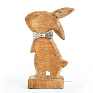 Großer Holz-Osterhase zum Hinstellen: Osterdeko Hase, Osterhasen Deko Modern, Häschen Figur, Holzdeko Ostern & Frühling, Frühlingsdeko Groß, Dekohase Tisch & Fensterbank, Osterdekoration, 23 x 15 cm