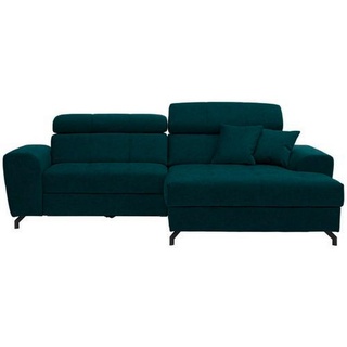 Carryhome Ecksofa , Petrol , Textil , Füllung: Schaumstoff , Ottomane rechts, L-Form , 267x181 cm , Stoffauswahl, Liegefunktion, seitenverkehrt erhältlich, Rücken echt , Wohnzimmer, Sofas & Couches, Wohnlandschaften, Ecksofas