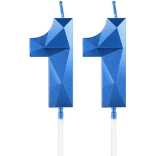 Königsblaue Kerzen für den 11. Geburtstag - 3D blaue Zahl 11 Kerze für Kuchen, Dekorationen für Jungen und Mädchen, blaue Kuchendekorationen für Geburtstagsfeier und Hochzeitstag