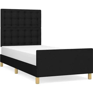 vidaXL Bettgestell mit Kopfteil Schwarz 80x200 cm Stoff - Schwarz