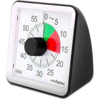 FISHTEC - Kurzzeitwecker Mechanisch aus Edelstahl, Magnetisch, Ø 8 x 3,2 cm – Timer ohne Batterie für Küche, Büro, Klassenzimmer, Lauter Alarm, Einfach Ablesbar (Mini)