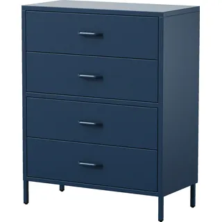 Jan Nowak Kommode mit 4 Schubladen Carla Kommodenschrank Schubladenkommode Ideal für Wohnzimmer Schlafzimmer Metall, 80 x 101,5 x 40 cm, Dunkelblau - Dunkelblau