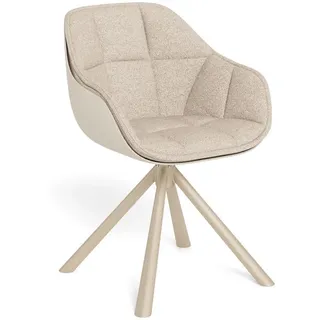 P & B Armlehnstuhl , Beige , Metall, Textil , rund , 55x80x57 cm , Esszimmer, Stühle, Polsterstühle