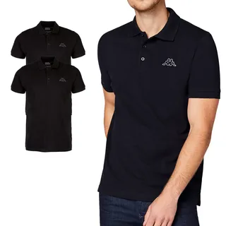 Kappa Herren Polo Shirt VENIST im 2er Pack | Polo-Hemd mit Logodruck| Basic Poloshirts für Männer | Kurzarm Polo für Sport, Freizeit und Büro | M, schwarz