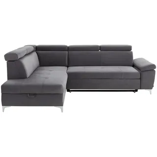 Carryhome Ecksofa , Dunkelgrau , Textil , Ottomane links, L-Form , 271x206 cm , Stoffauswahl, Liegefunktion, seitenverkehrt erhältlich, Rücken echt , Wohnzimmer, Sofas & Couches, Wohnlandschaften, Ecksofas