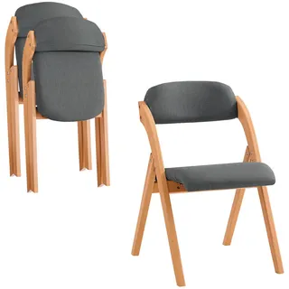 SoBuy Esszimmerstuhl Klappstuhl gepolstert Dunkelgrau 2er Set