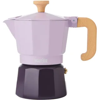La Cafetière Espressokanne für 3 Tassen, violett, zweifarbig, aus Aluminium, für Gas-, Elektro-, Keramikkochfelder, traditionell italienisch, leicht zu reinigen, nur von Hand spülen, 150 ml