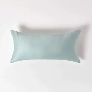 Homescapes Bio-Kissenbezug 40x80 cm hellblau aus 100% Bio-Baumwolle, Satin-Kissenhülle mit Reißverschluss
