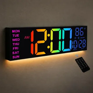 HAITANG Digitale Wanduhr 16,2 cm schwarz