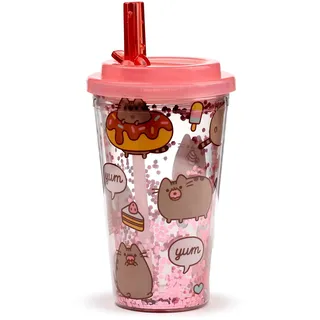 Puckator - Bruchsicherer Becher mit Strohhalm - Foodie - Pusheen die Katze
