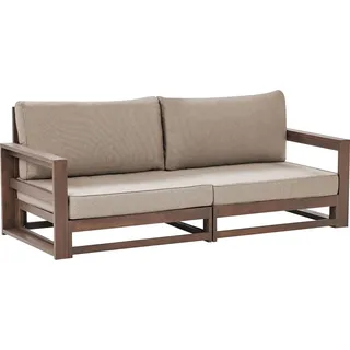 BELIANI Gartensofa Dunkelbraun Akazienholz Auflagen Taupe 2-Sitzer Sofa Retro Landhaus Stil Terrasse Outdoor Außenbereich Balkon - Braun, Grau, Beige