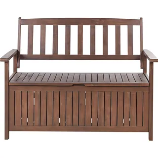 BELIANI Gartenbank Dunkelbraun Akazienholz 120 cm mit Armlehnen Stauraum Modern Rustikal Garten Terrasse Wintergarten Ausstattung Sitzmöbel Outdoor - Braun