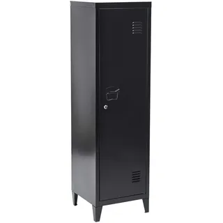 Furniture-R France Schließfachschrank/Spind, aus Metall, Tür mit Schlüssel, 3 Innenfächer, Maße 138 x 38,5 x 38,5 cm Schwarz