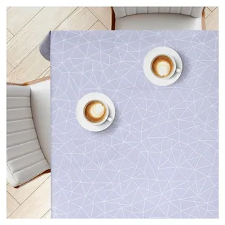 Graue PVC-Tischdecke abwischbar mit symmetrischen Geo-Formen, quadratische Wachstischdecke 140x140cm, wasserdichte Kunststoff-Tischdecke für Außenbereiche - Grau
