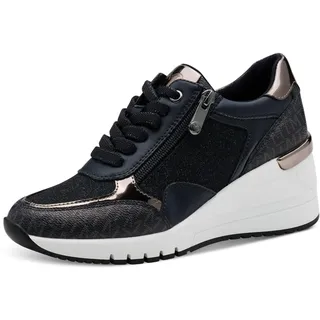 Marco Tozzi Damen Wedge Sneaker Freizeit mit Keilabsatz, Blau (Navy Comb), 39 EU