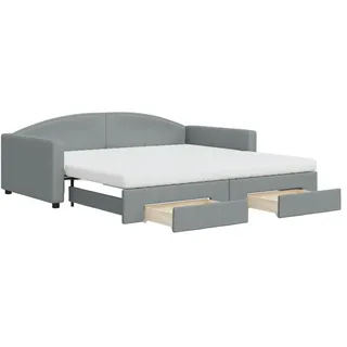 vidaXL Tagesbett Ausziehbar mit Schubladen Hellgrau 100x200 cm Stoff - Grau