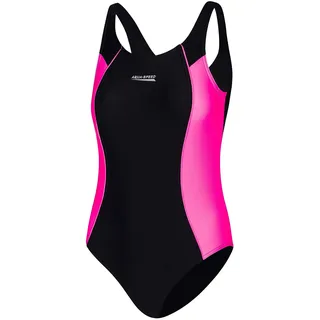 Aqua Speed Badeanzug Schwimmen Mädchen | Sport Schwimmanzug für Kinder mit UV-Schutz | Swimsuit | Wettkampf Mädcheneinteiler | Schwimmen | Baden | Schwarz-Violett | Gr. 146 cm | Luna