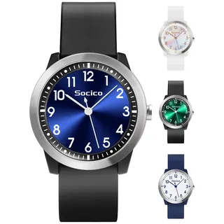 SOCICO Kinderuhr Analog, 5ATM/50M Wasserdicht Armbanduhr Kinder Mädchen Jungen Teenager, Leicht Lesbar Kinder Quartz Minimalistisch Uhren für 9-18 Jahre (Blau)