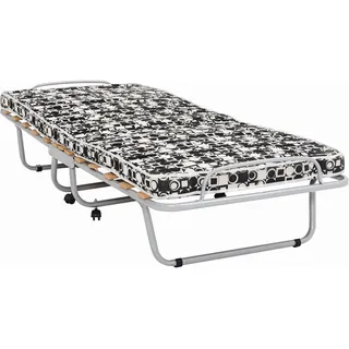 Boxxx Klappbett , Schwarz, Weiß, Alufarben , Textil , H2 , Höhe ca. 8 cm , 80x190 cm , Schlafzimmer, Betten, Gästebetten, Klappbetten