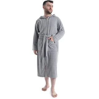Herrenbademantel OTTO HOME "Nela, ideal für Sauna & Spa, Hotelbademantel, Morgenmantel" Gr. L, grau, L:125cm, Leichtfrottee, Hausmäntel, Herrenbademantel, einfarbig, S-4XL, mit Reißverschluss