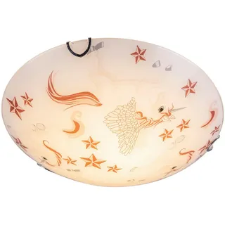 Globo Kinderdeckenleuchte , Rosa, Weiß , Metall, Glas , 120 mm , rund , G , 8.5 cm , Lampen & Leuchten, Innenbeleuchtung, Kinderzimmerlampen