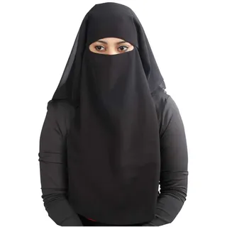 MyBatua 3 Schichten saudi niqab Im atmungsaktiven Georgette, Großhandelspreis, 1 stk Gesichtsschleier NQ-003 (Schwarz)
