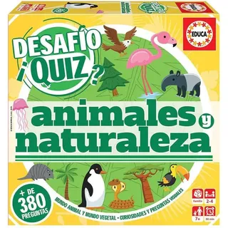 Educa Borrás Desafío Quiz Animales Y Naturaleza, Familien-Brettspiel mit 380 Fragen zur Geschichte, ab 6 Jahren (18219) EDUCA Altersbereich: +7 Jahre