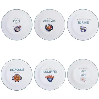 Villa d’Este Home Tivoli 1996 Le Travisate Set 6 Speiseteller 27 cm aus Porzellan New Bone China