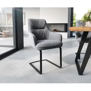 Freischwinger Zelia-Flex mit Armlehnen Strukturstoff Hellgrau Freischwinger flach Schwarz Taschenfederkern