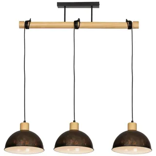 Novel Hängeleuchte , Grau, Naturfarben, Schwarz , Holz, Metall , Eiche , vollmassiv , Vintage , 26x180x107.5 cm , RoHS, Ce , höhenverstellbar , Lampen & Leuchten, Innenbeleuchtung, Hängeleuchten, Pendelleuchten