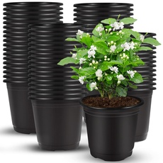 Augshy 150 Stück 10cm Pflanzentöpfe Anzuchttöpfe Schwarz Plastik Blumentopf für Sukkulenten Setzlinge Stecklinge Umpflan