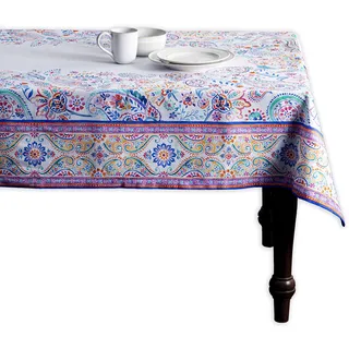 Maison d' Hermine Tischdecke, 100% Baumwolle, 140cm x 180cm dekorative quadratische Ostertischdecken, waschbare Tischdecke für Hochzeit, Restaurant, Buffetparty, Indian Floral – Frühling/Sommer