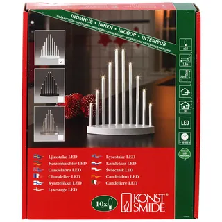 Konstsmide LED Metallleuchter, weiß lackiert, klein, 10 warm weiße Dioden, 3V Innentrafo, weißes Kabel - 2401-215TR