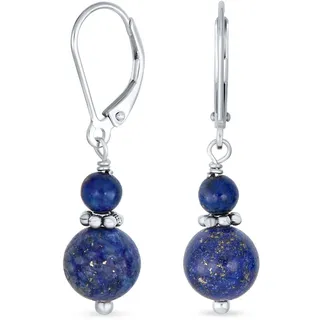 Edelstein Natürlichen Blauen Lapislazuli Rot Karneol Grün Aventurin Boho Bali Milgrain Edged Beaded Rondel Separator Double Ball Round Drop Dangle Ohrringe Für Frauen .925 Sterling Silber Hebel Zurück