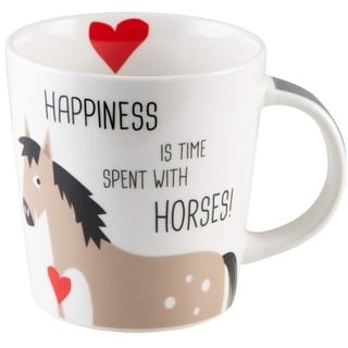 Pfiff 603801 'Happiness & Horses' Tasse/Becher in Geschenkbox, One Größe, Weiß, Einheitsgröße