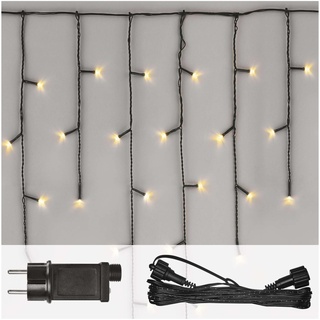 EMOS Connect System Basis Set Standard, 2,5m Eisregen Weihnachtslichterkette + 5m Verbindungskabel + Netzteil mit Timer, 100 LEDs, IP44 für Innen und Außen, Warmweiße Lichtfarbe, 6/18h Leuchtmodus