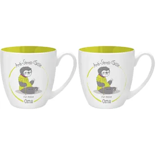 GRUSS & CO Anti-Stress-Tasse Motiv Oma | Tasse mit Spruch, 45 cl, New Bone China | Geschenktasse | 45505 (Packung mit 2)
