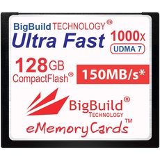 eMemoryCards 128GB Ultra Fast 150MB/s CompactFlash Speicherkarte kompatibel mit Canon 10D/20D/30D/40D/50D/1D/1Ds/5Ds/7D Mark I/II/III/IV, Nikon D, Olympus E, Sony Alpha, Leica S Kameras